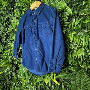 BABY GAP Boys Shirt Size 5 Years Blue Button Long Sleeve Corduroy Design 0858‎